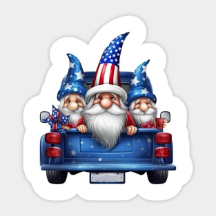 4th of July Gnomes on Truck Sticker